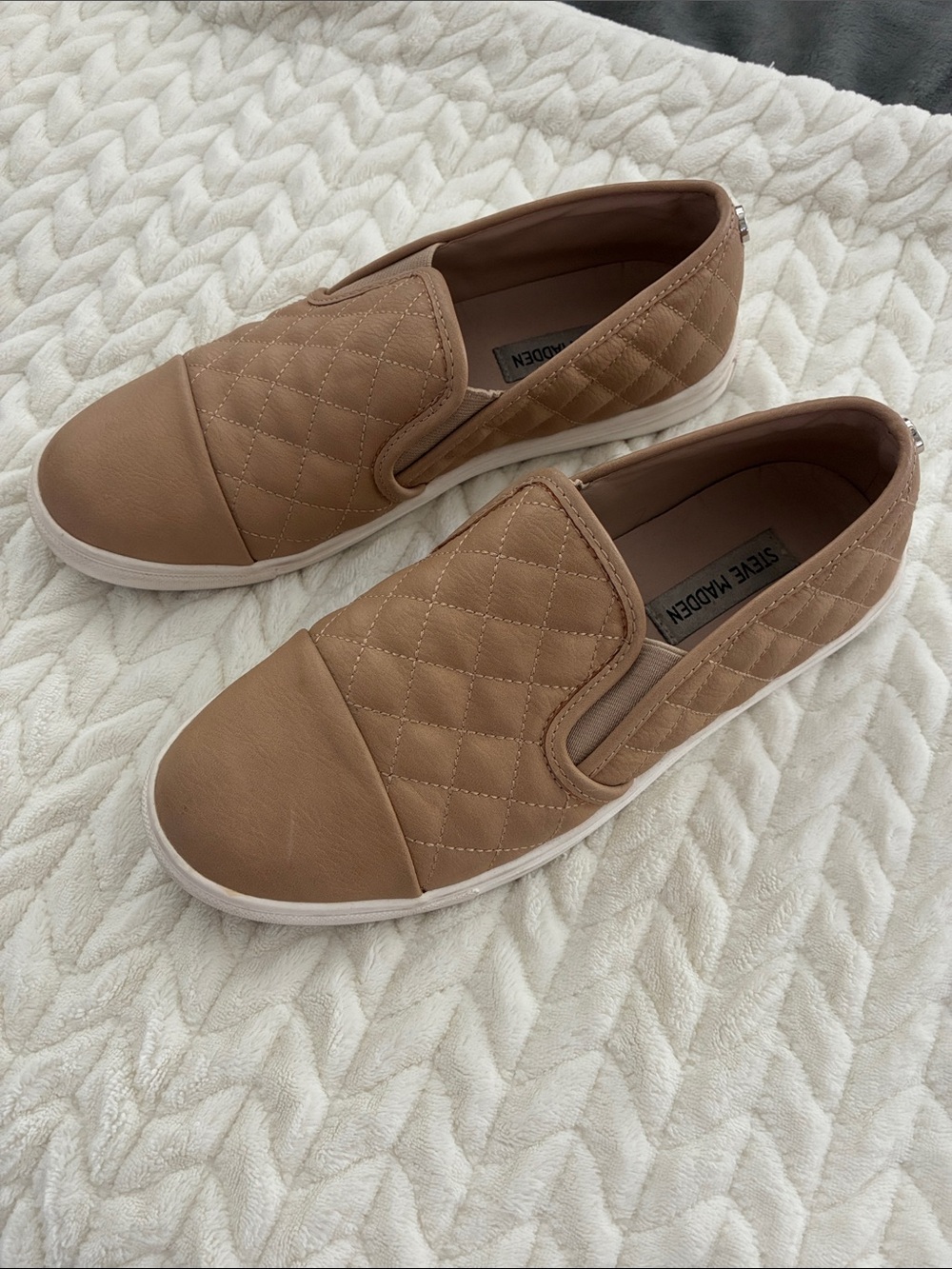Steve Madden Quilted Slip-On Sneakers in Tan